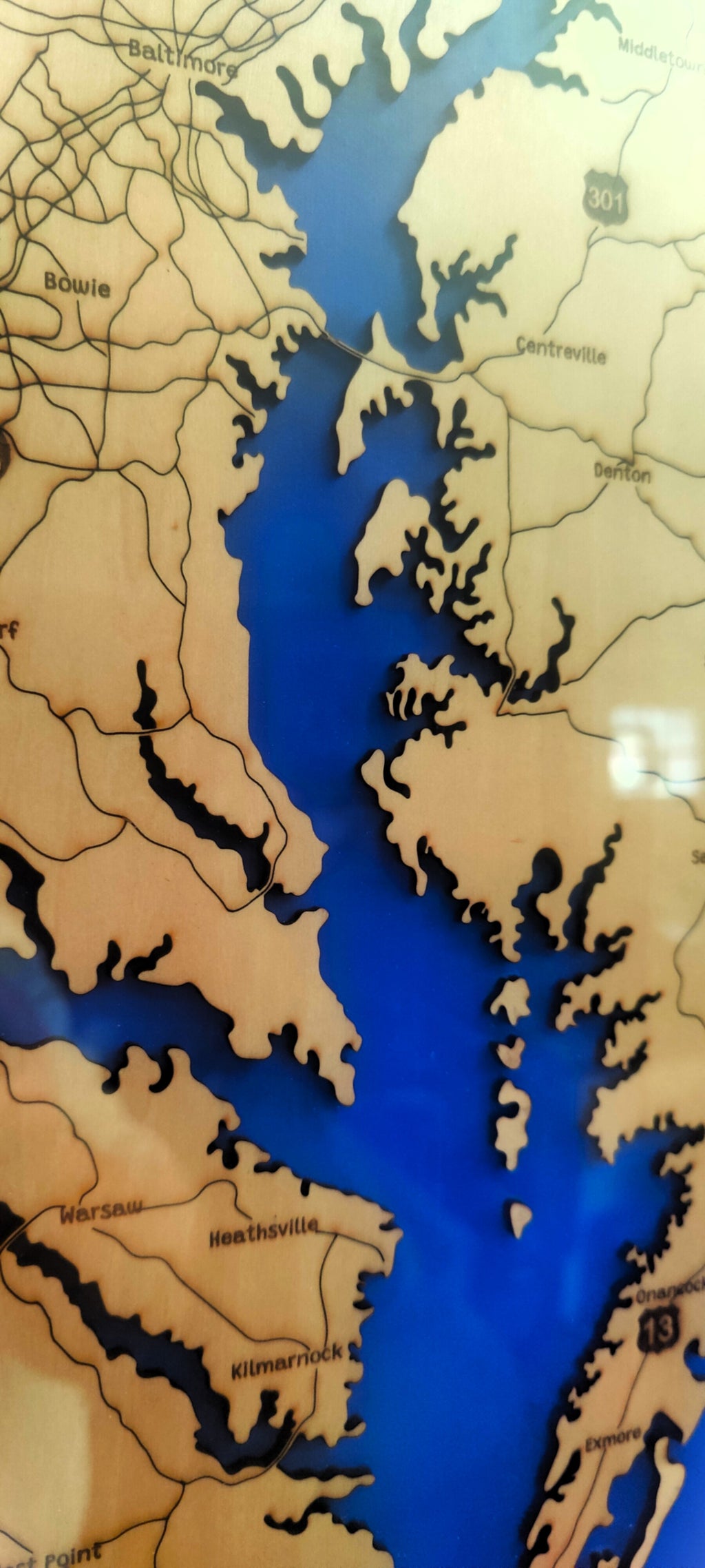 Layered Wooden Lake Map Art | Custom Engraved Coastal Wall Decor