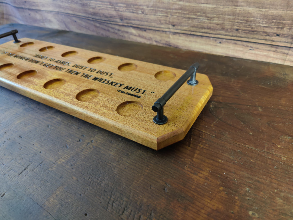 Whiskey Tasting Flight Set, Holds 12 Tall Shooter Glasses, Made from Solid Sapele