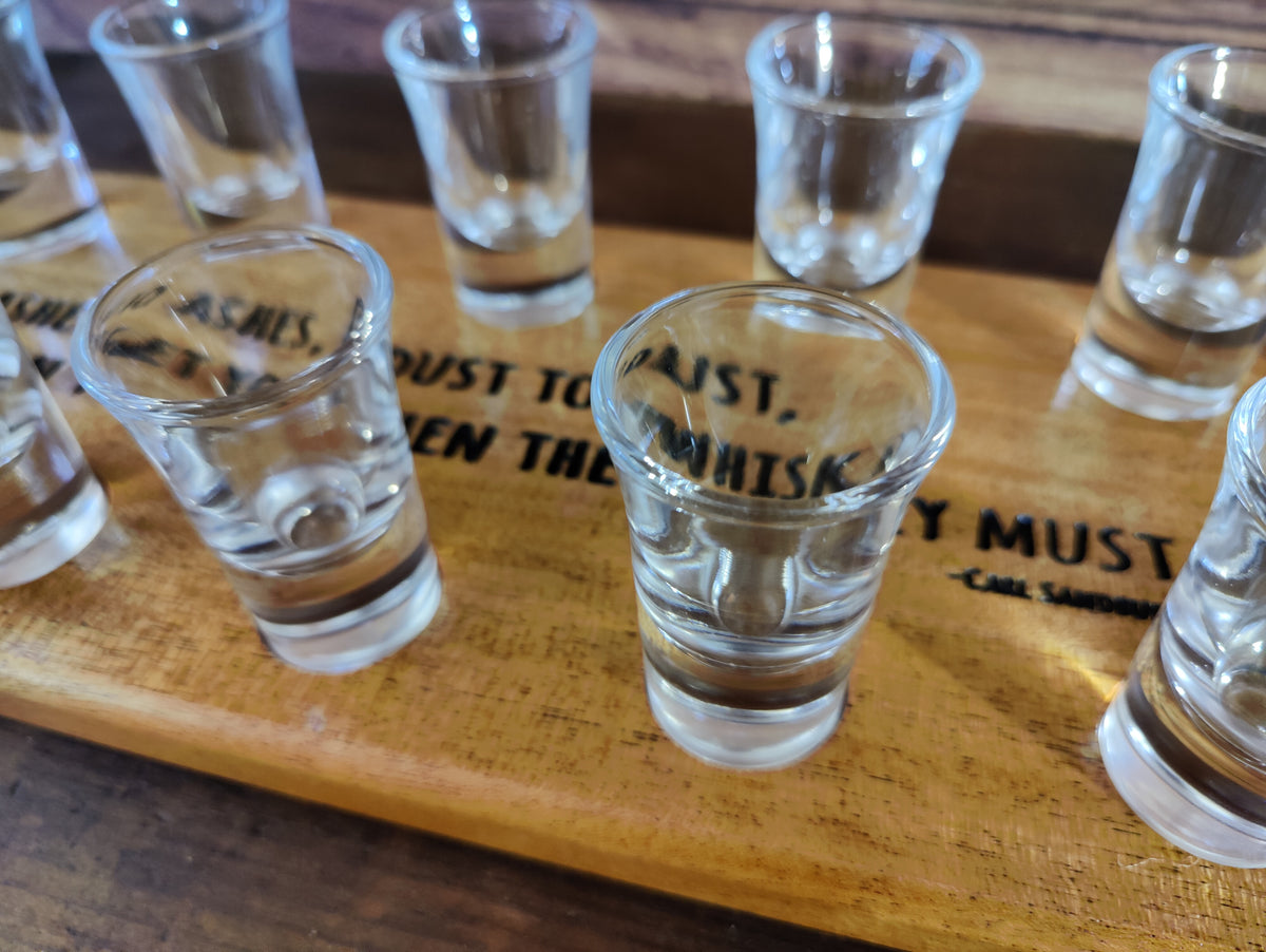 Whiskey Tasting Flight Set, Holds 12 Tall Shooter Glasses, Made from Solid Sapele