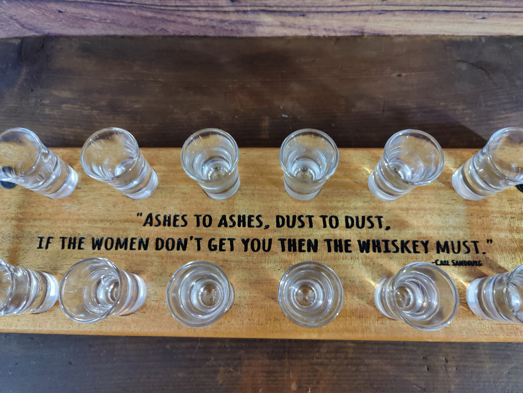Whiskey Tasting Flight Set, Holds 12 Tall Shooter Glasses, Made from Solid Sapele