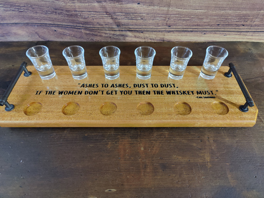 Whiskey Tasting Flight Set, Holds 12 Tall Shooter Glasses, Made from Solid Sapele