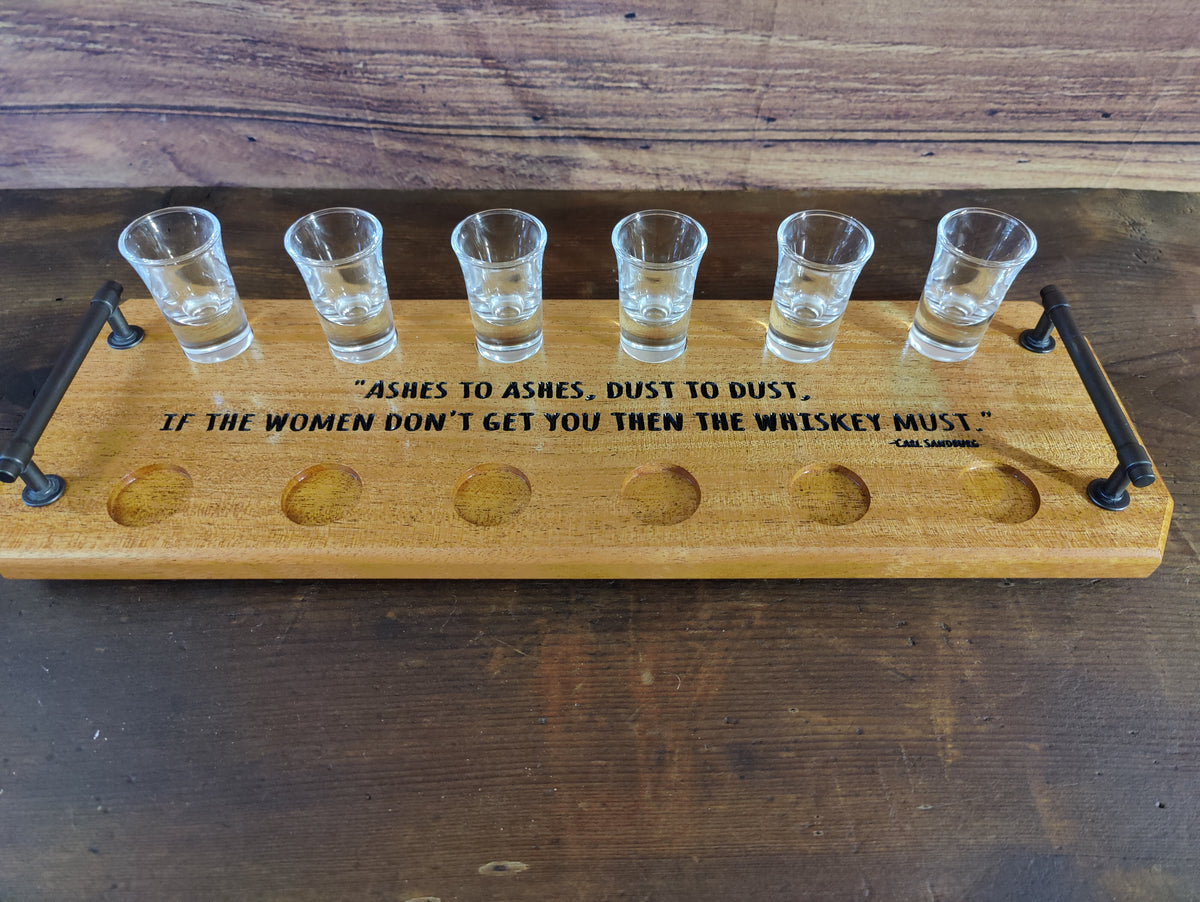 Whiskey Tasting Flight Set, Holds 12 Tall Shooter Glasses, Made from Solid Sapele