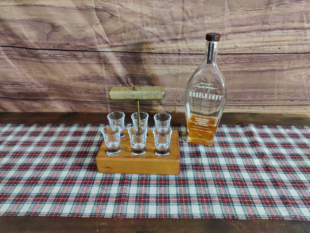 Honduran Mahogany Whiskey Tasting Flight Set - Handmade Carrier with Elegant Wood Finish