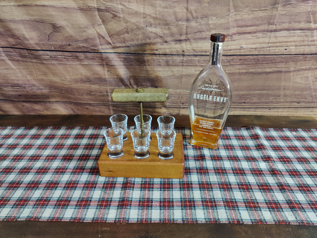 Honduran Mahogany Whiskey Tasting Flight Set - Handmade Carrier with Elegant Wood Finish