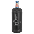 Black wine bottle cooler with 'Ruby's Wine Tasting Room' branding on a white background, polar camel.