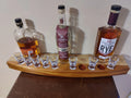 Handcrafted Bow Front Shot Glass  Bottle Display Shelf Holds 10 Glasses  5 Bottles Made from Hawaiian Koa