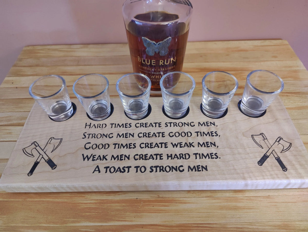 Scotch, Whisky, Tequilla, or Vodka Tasting Flight sized for Shot Glasses with a great inspirational engraving